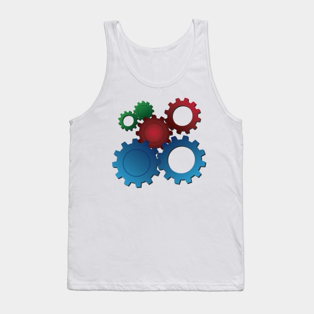 Colored Gears Of Different Sizes Tank Top by RPMELO